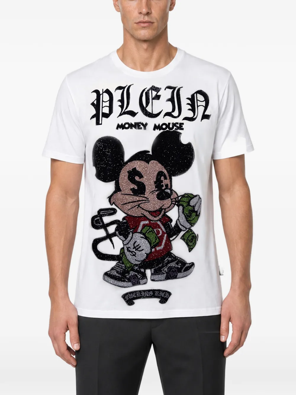 Philipp Plein Money Mouse rhinestone-embellished T-shirt Wit