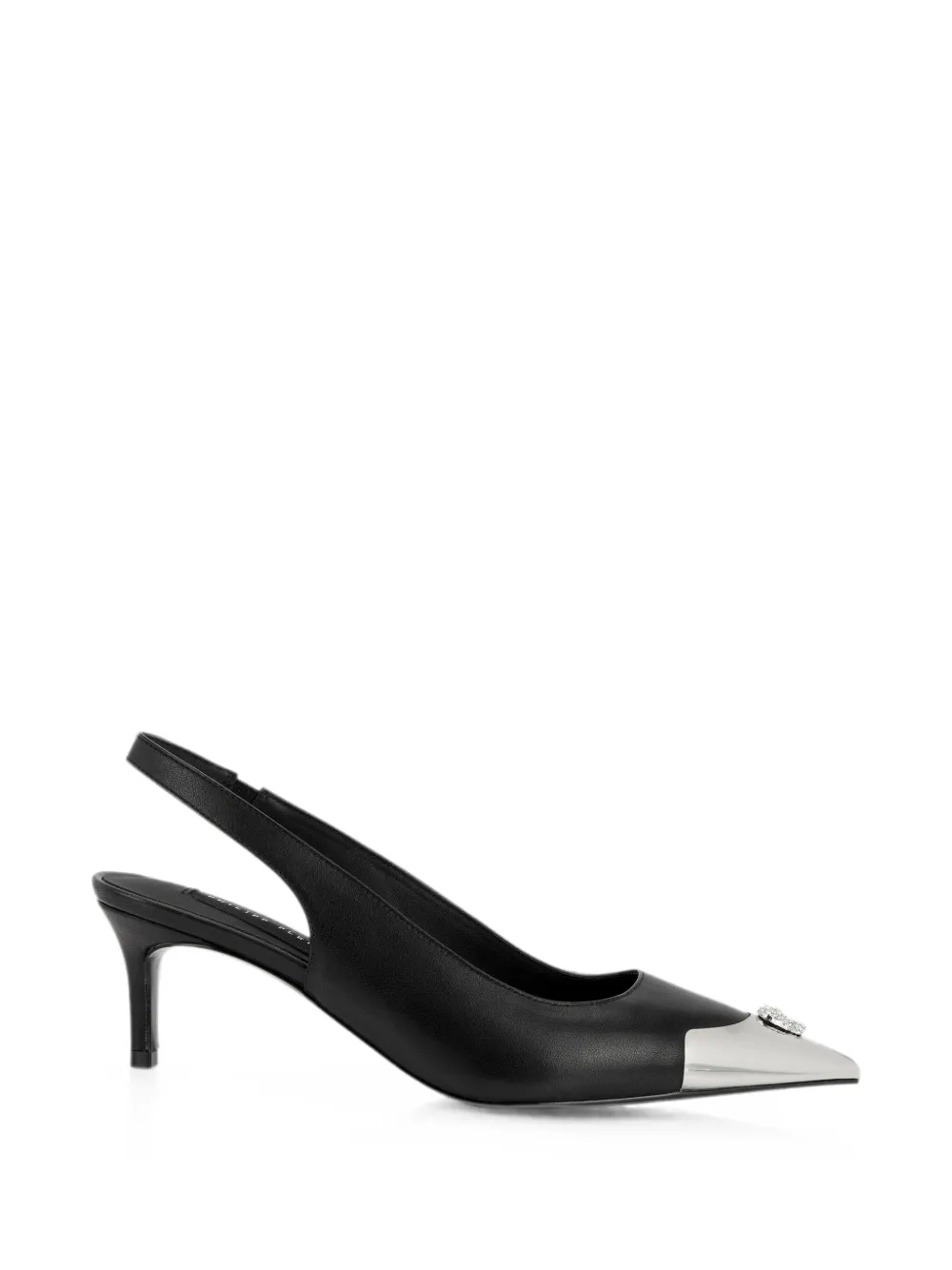 Philipp Plein Skull leren slingback pumps Zwart