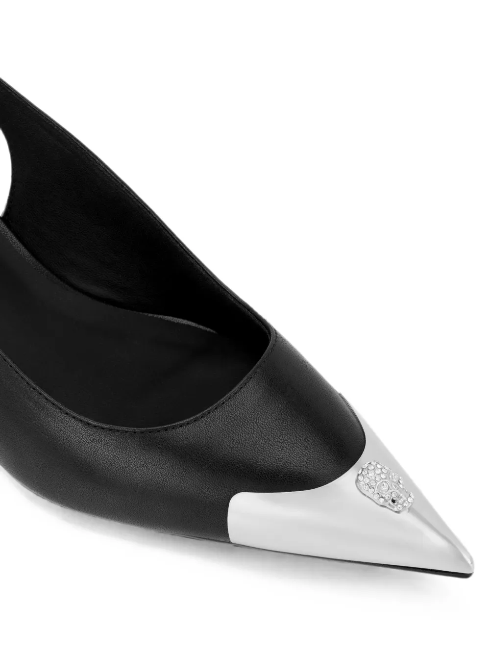 Philipp Plein Skull leren slingback pumps Zwart