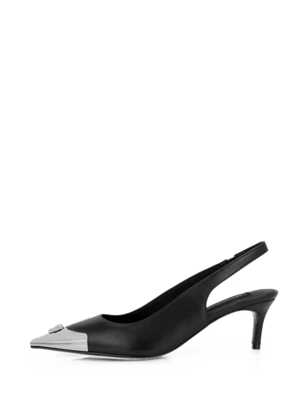 Philipp Plein Skull leren slingback pumps Zwart