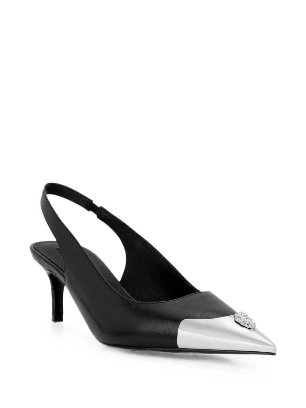 Philipp Plein Skull leren slingback pumps Zwart