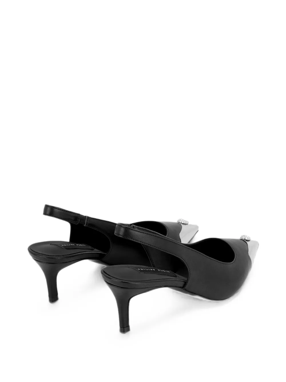 Philipp Plein Skull leren slingback pumps Zwart