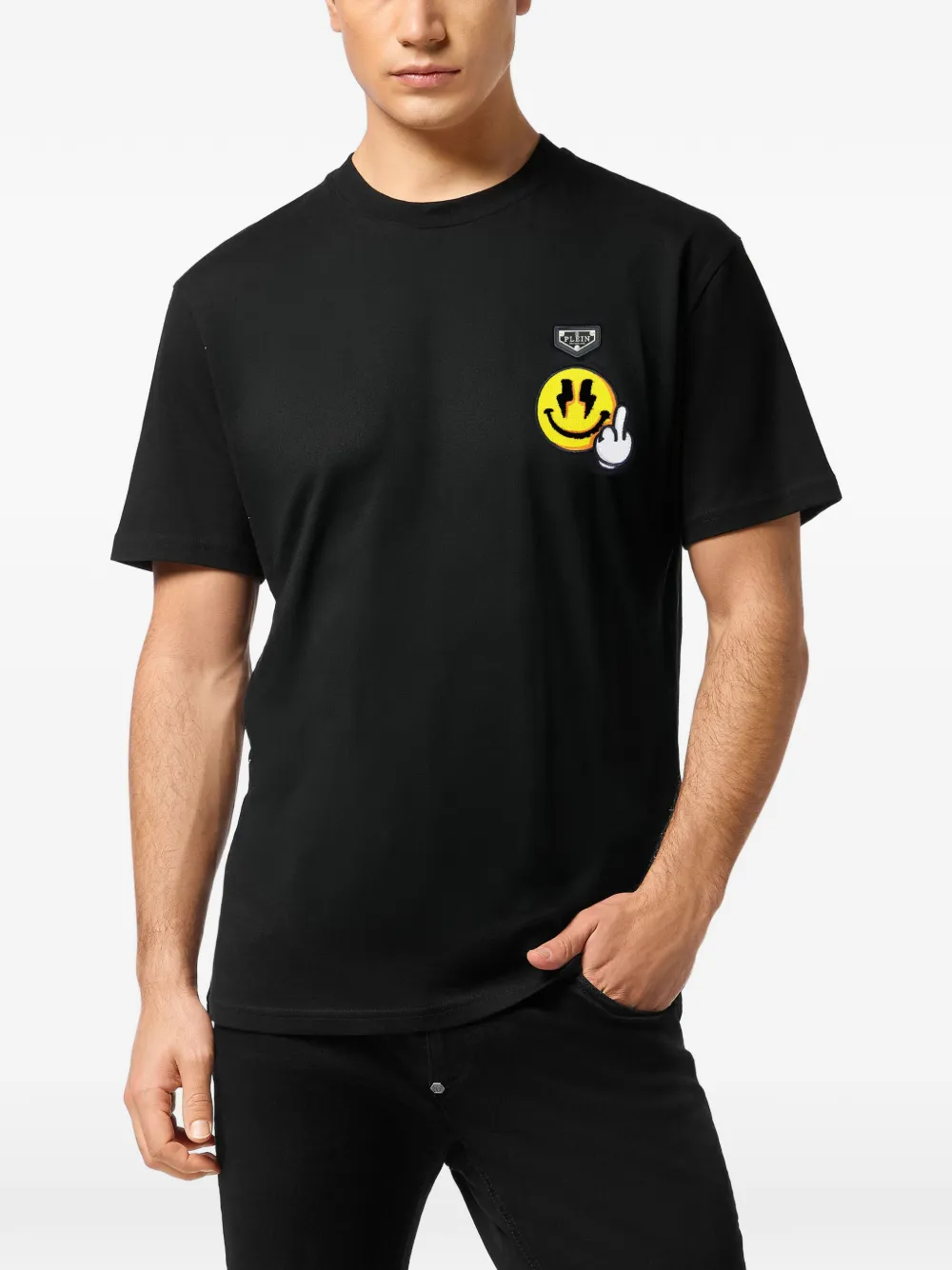 Philipp Plein Jersey T-shirt met smiley-print Zwart