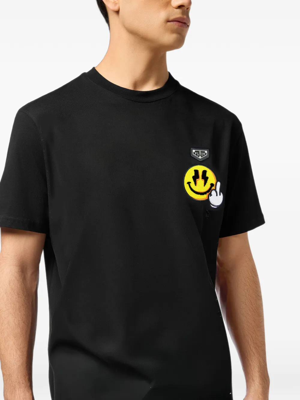 Philipp Plein Jersey T-shirt met smiley-print Zwart