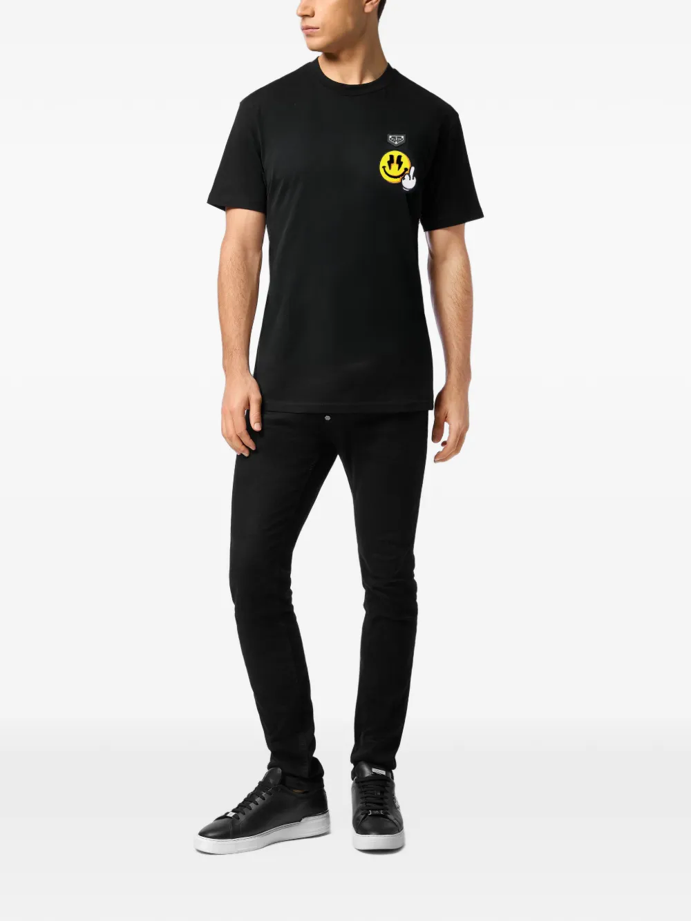 Philipp Plein Jersey T-shirt met smiley-print Zwart
