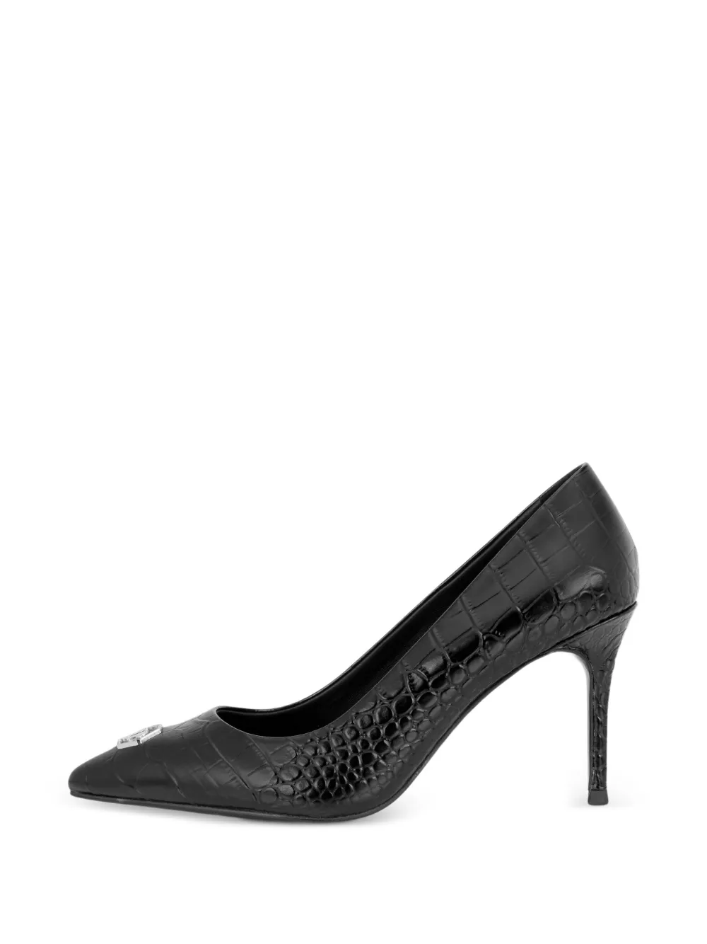 Philipp Plein H85 Hexagon leren decolleté pumps met Cocco print Zwart