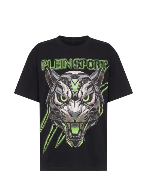 Plein Sport tiger-print logo-print t-shirt
