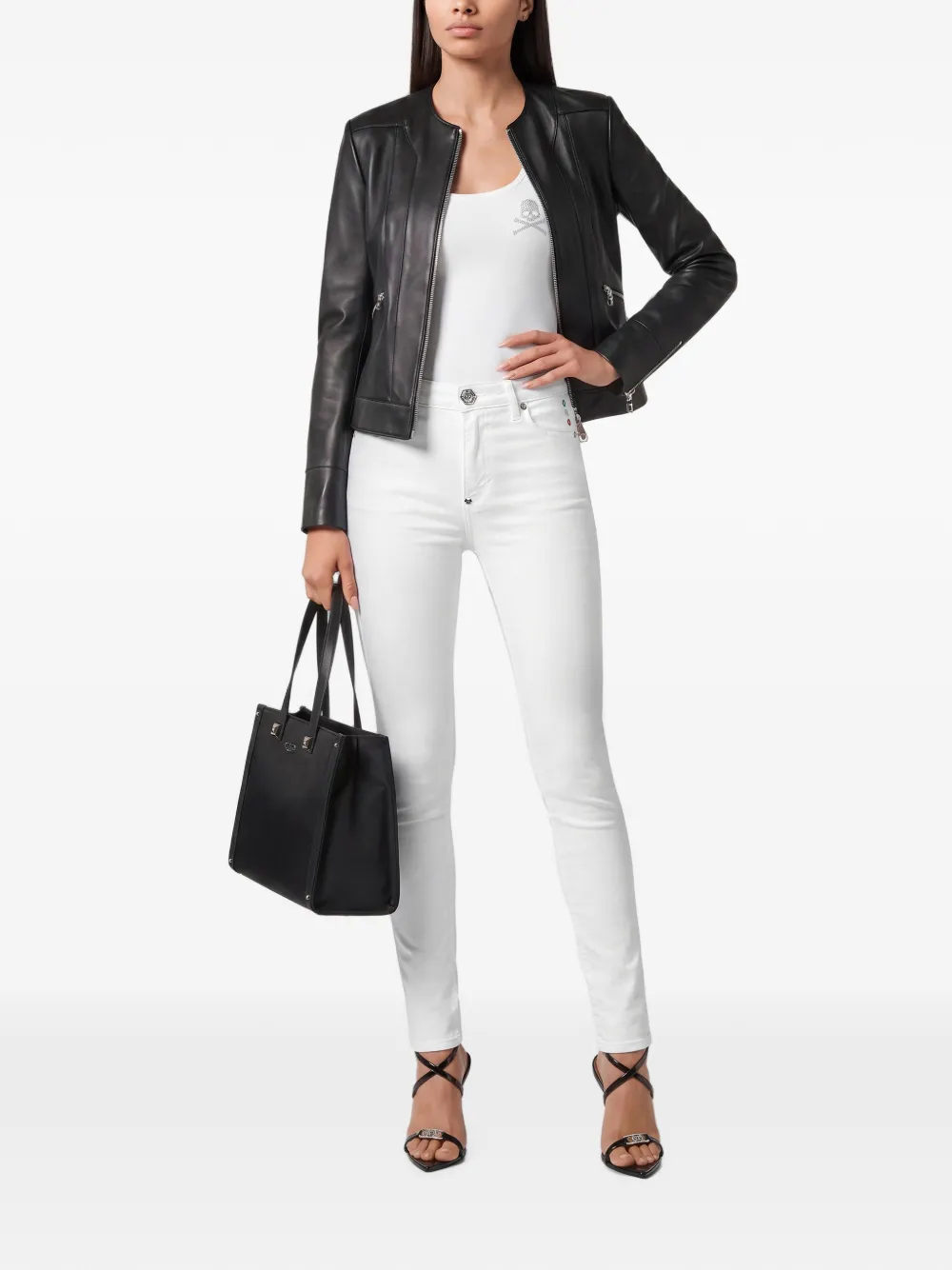 Philipp Plein High waist jegging Wit