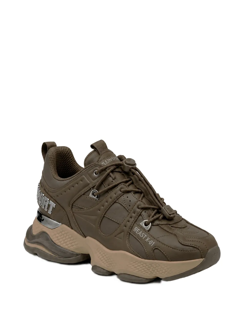 Plein Sport Runner Beast X-01 sneakers met vlakken Bruin