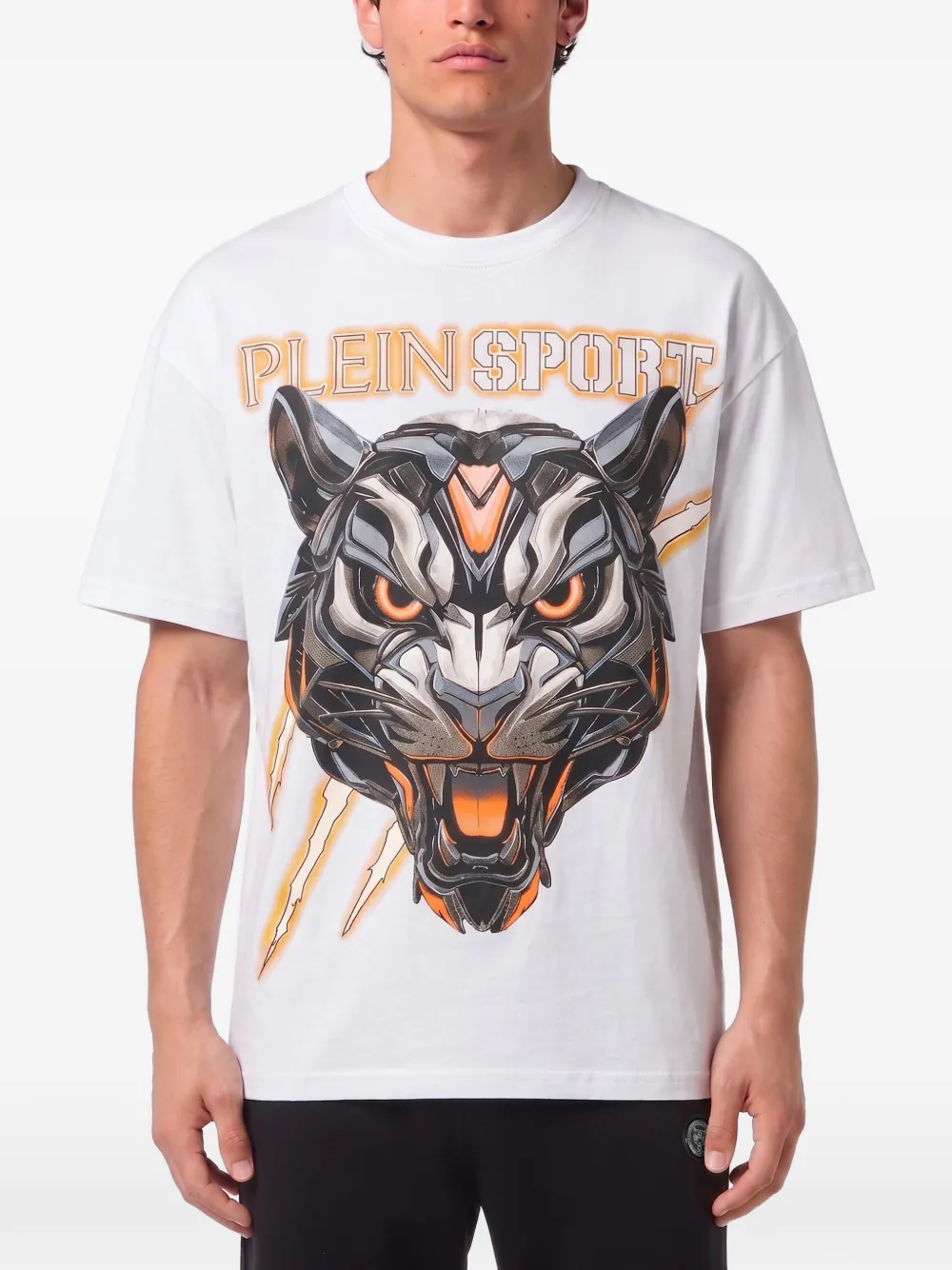 Plein Sport T-shirt met tijgerprint en logoprint Wit
