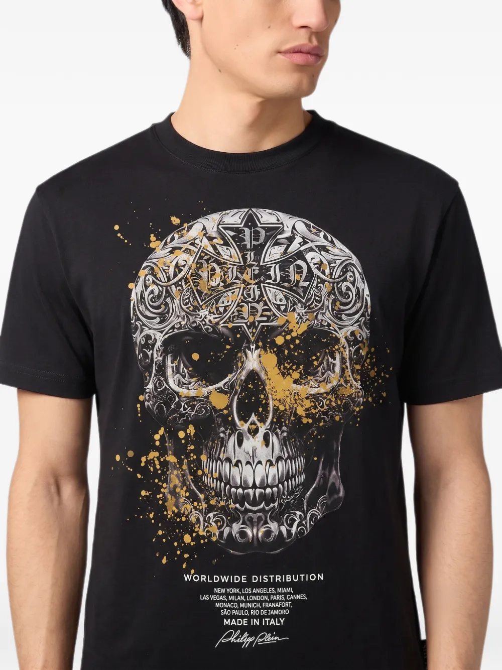 Philipp Plein Skull Baroque Dots jersey T-shirt Zwart