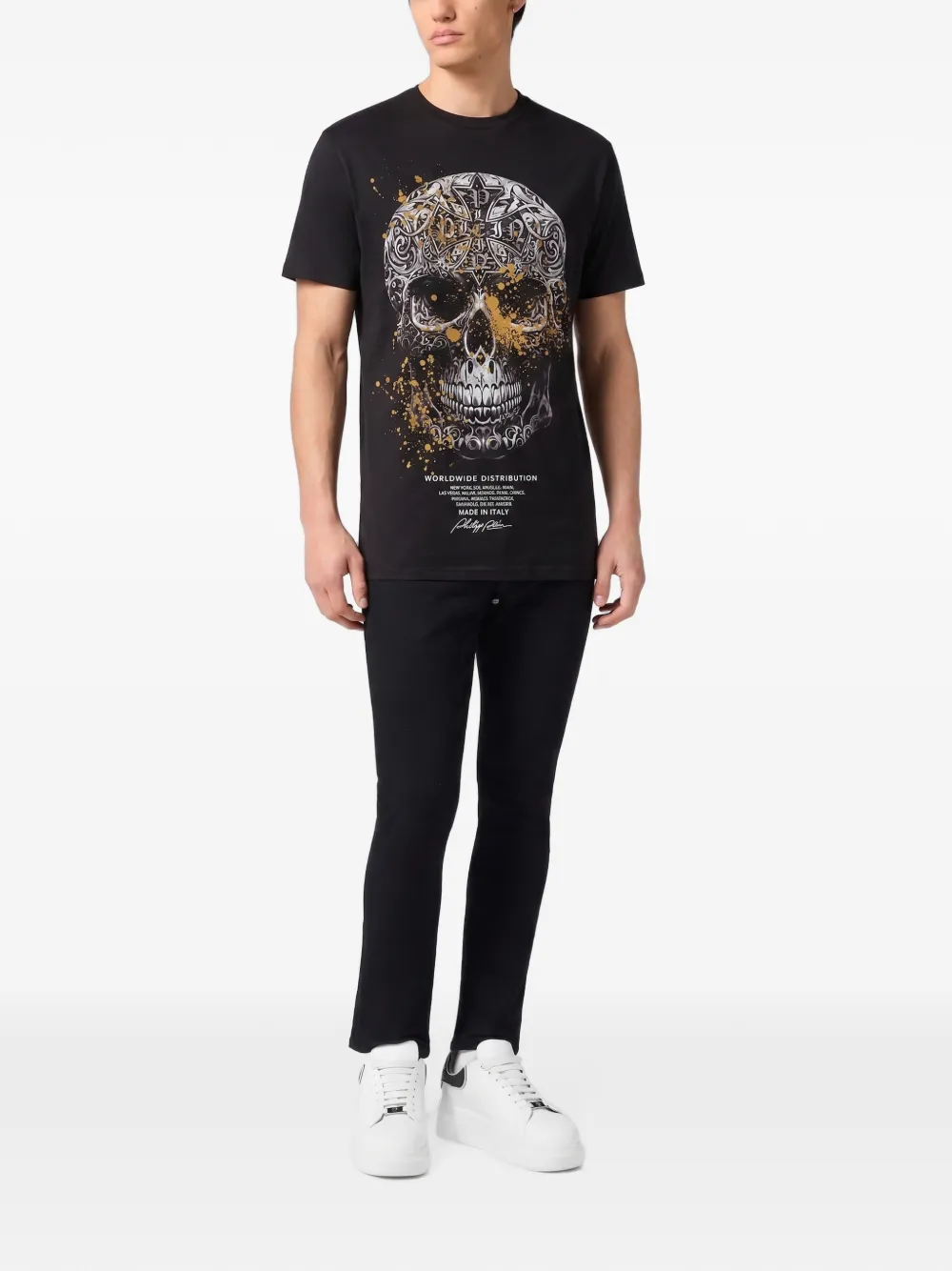 Philipp Plein Skull Baroque Dots jersey T-shirt Zwart