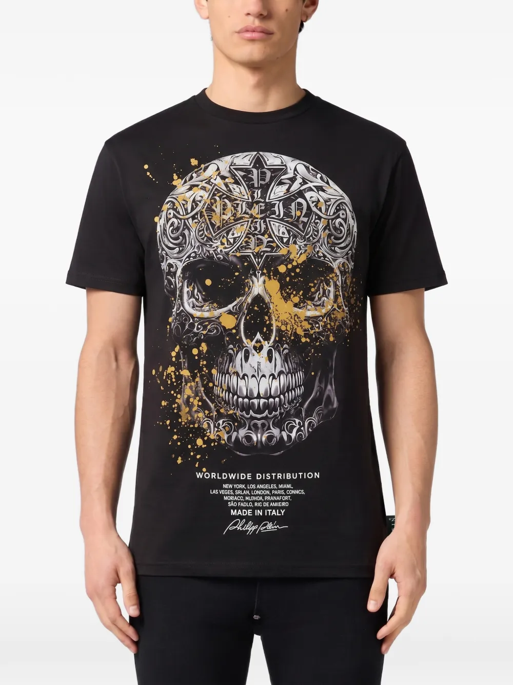 Philipp Plein Skull Baroque Dots jersey T-shirt Zwart