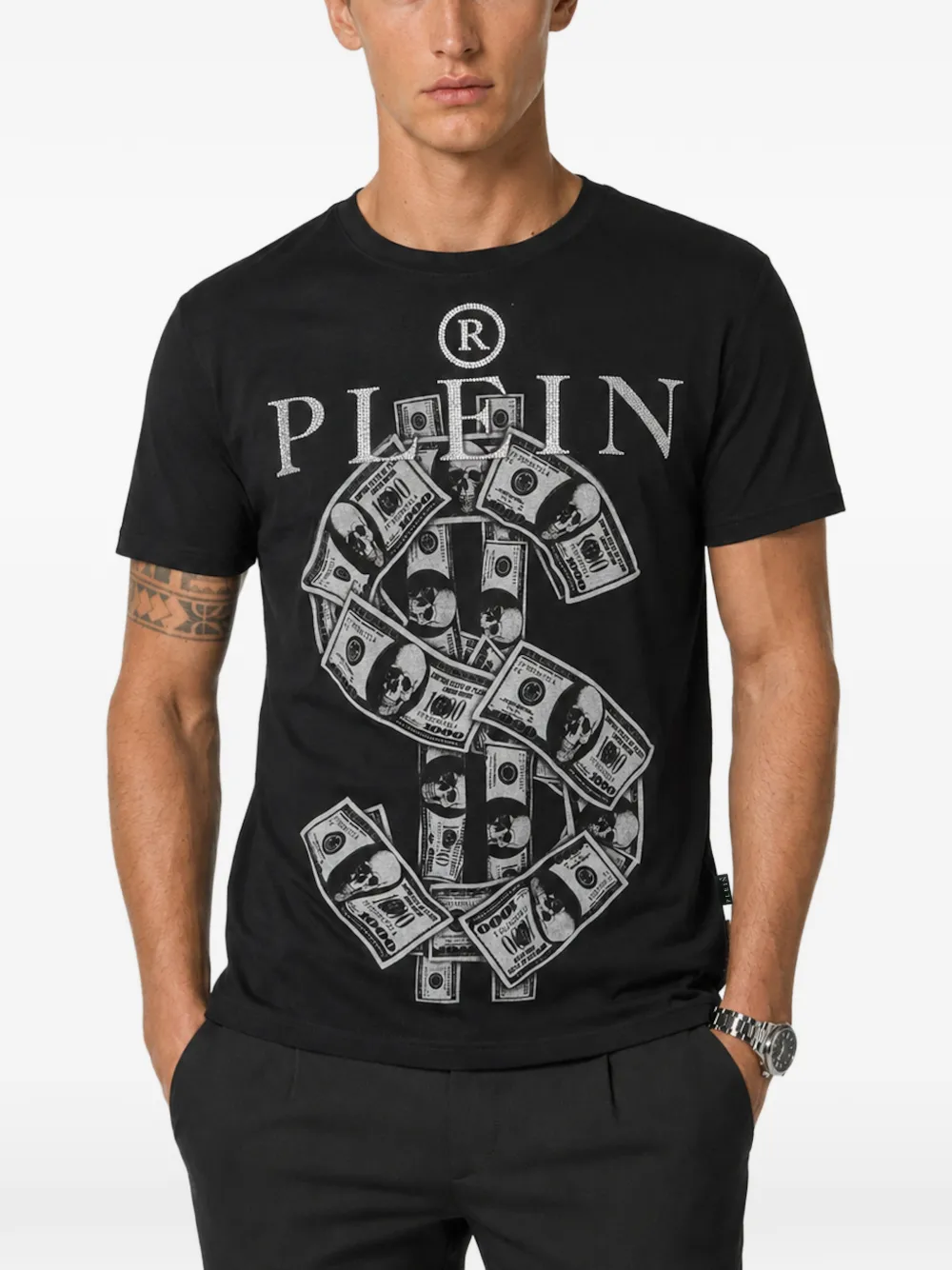 Philipp Plein Dollar jersey T-shirt Zwart