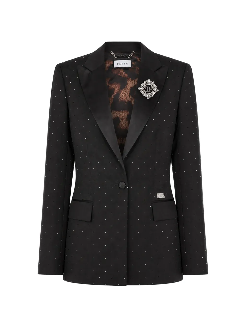 Philipp Plein boyfriend-dit blazer crystal strass - Schwarz