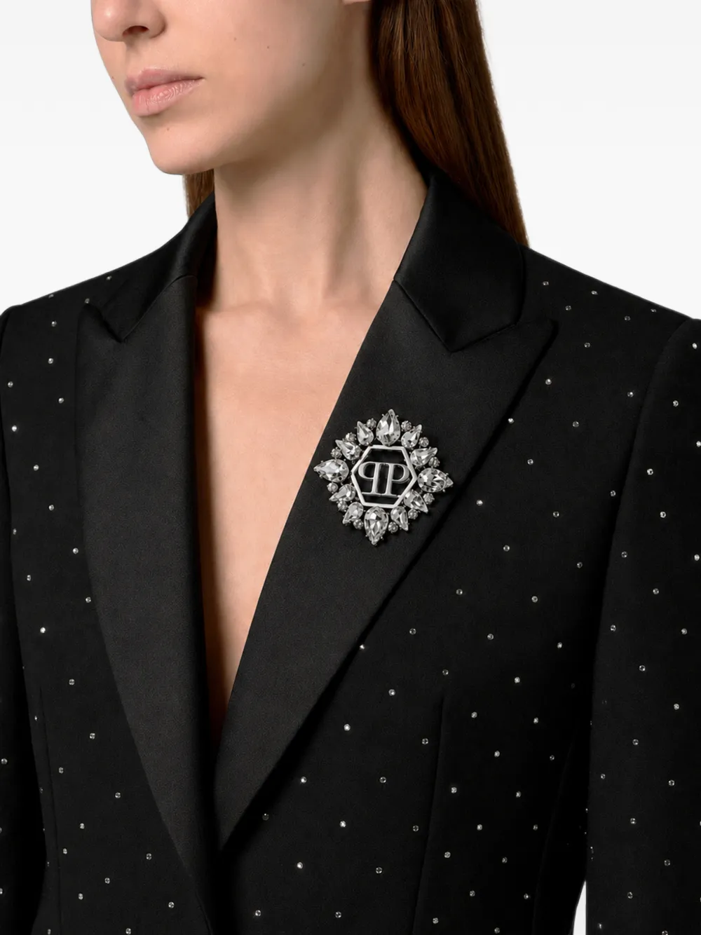 Philipp Plein Boyfriend-Dit blazer met kristallen stras Zwart