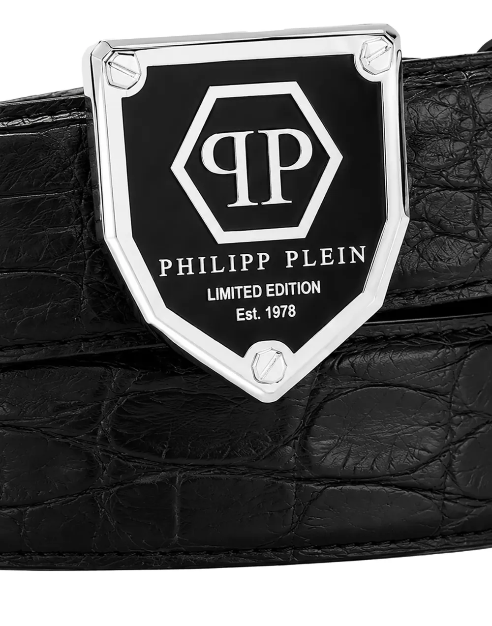 Philipp Plein Leren Cocco riem Zwart