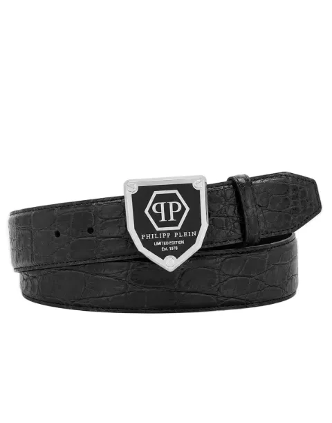 Philipp Plein leather belt cocco hexagon