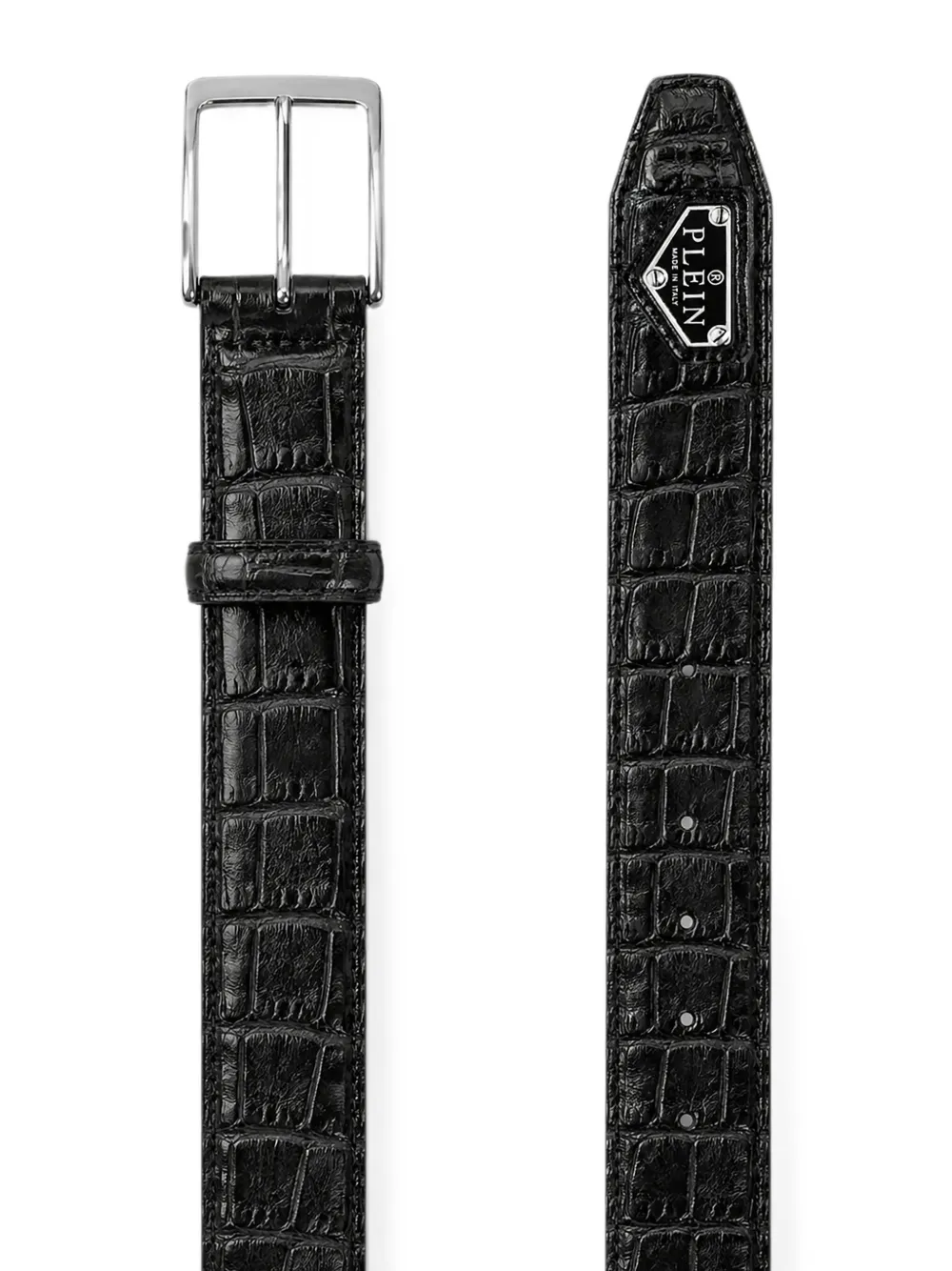 Philipp Plein Triangel Cocco leren riem Zwart