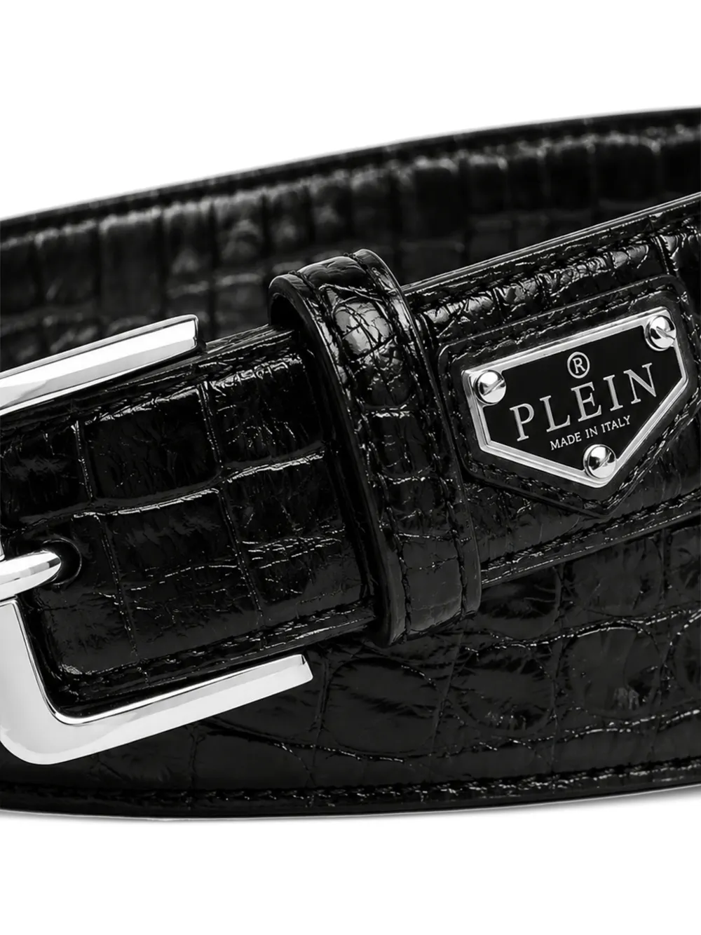 Philipp Plein Triangel Cocco leren riem Zwart