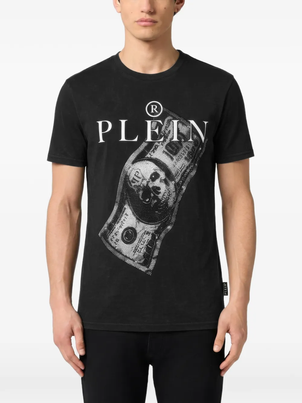 Philipp Plein Jersey T-shirt met doodskop stras Zwart