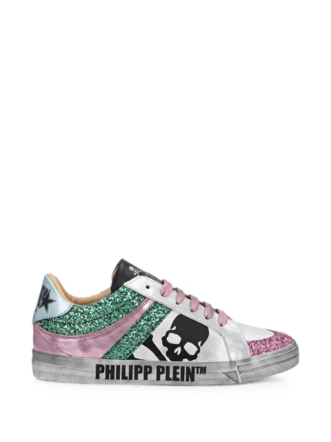 Philipp Plein zapatillas bajas de napa con calavera de purpurina