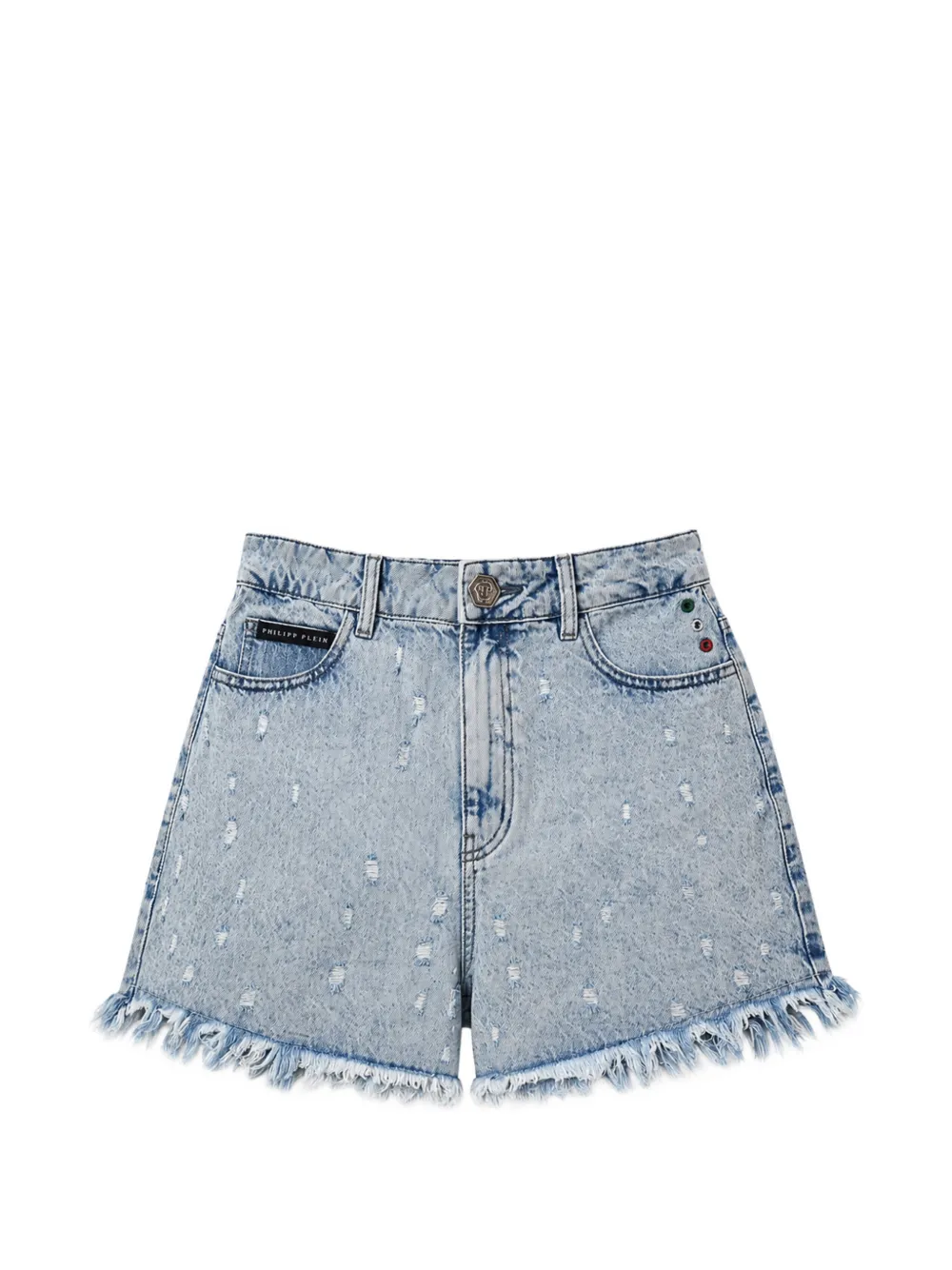 Philipp Plein Shorts con effetto vissuto - Blu