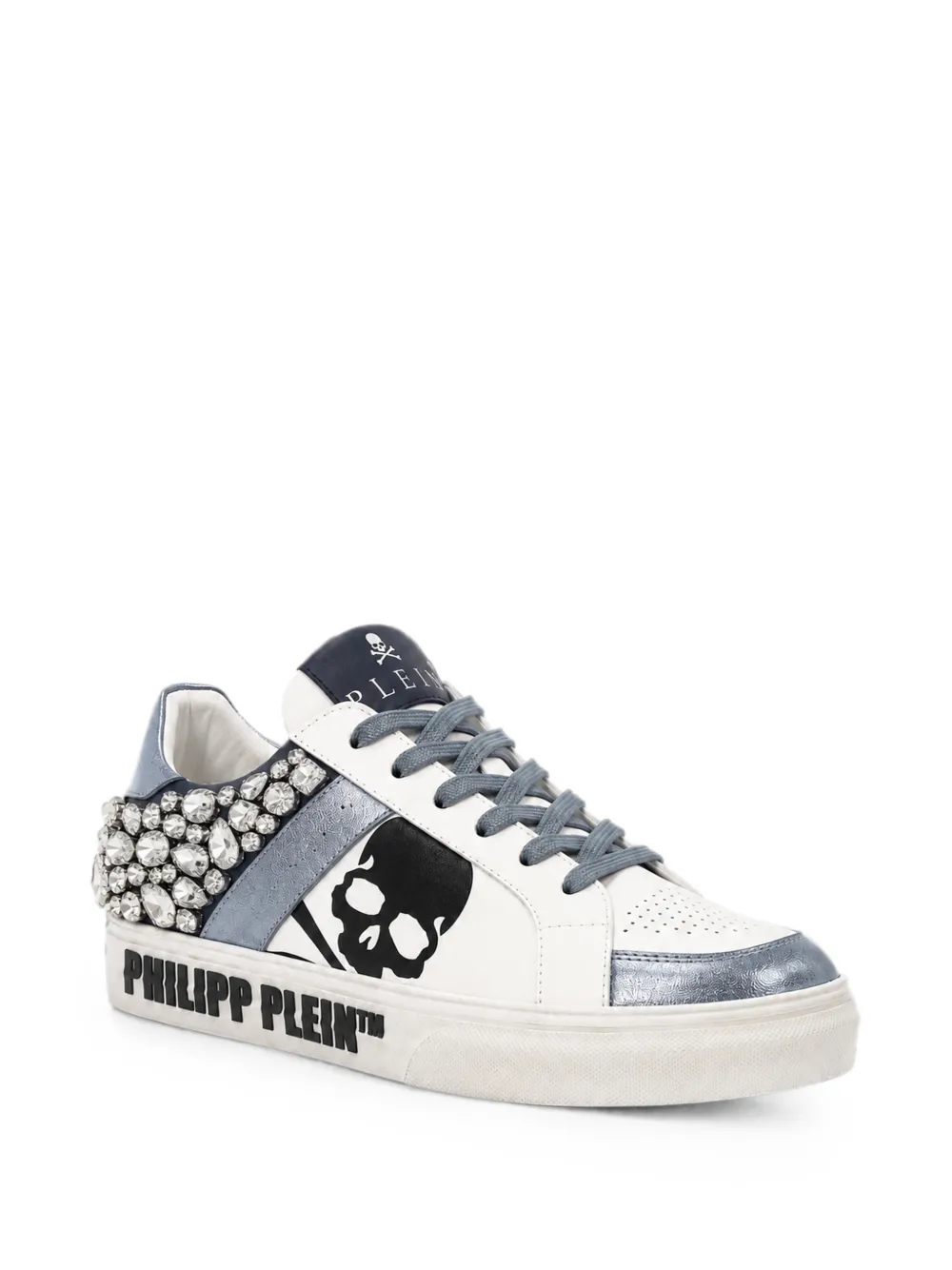Philipp Plein Low-top sneakers met doodskop-stenen Wit