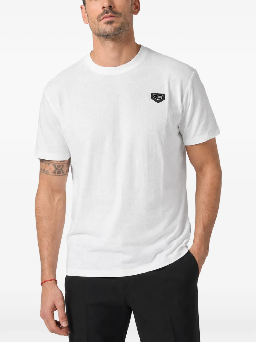 Philipp Plein T-shirt met monogram en jacquard Wit