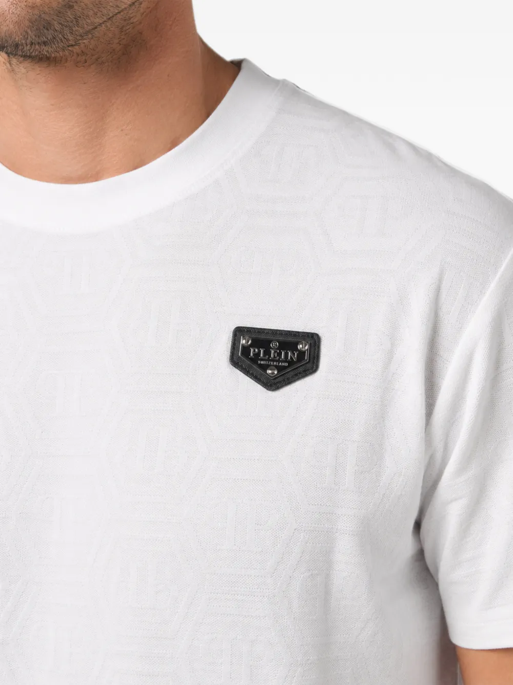 Philipp Plein T-shirt met monogram en jacquard Wit