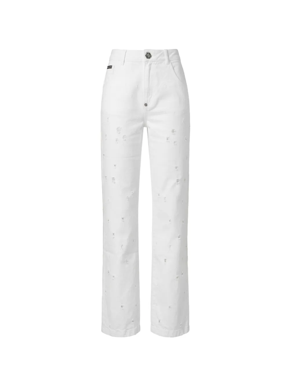 Philipp Plein straight-fit jeans mini raw-edge - Bianco