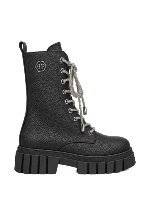 Philipp Plein crystal-embellished leather boots