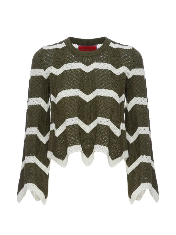 La DoubleJ Chevron Crops Sweater in Green