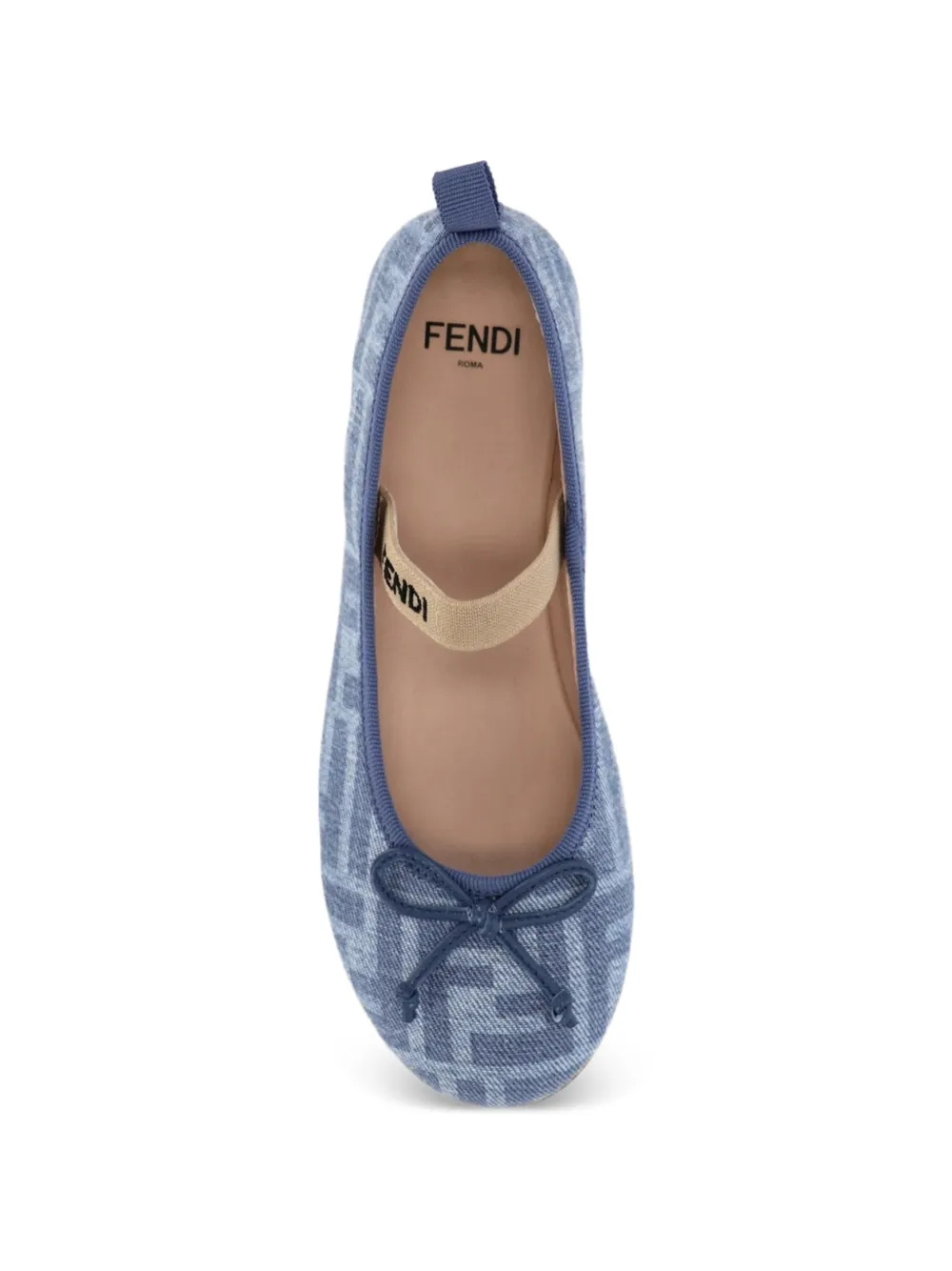 Fendi Kids FF round-toe ballet flats Blauw