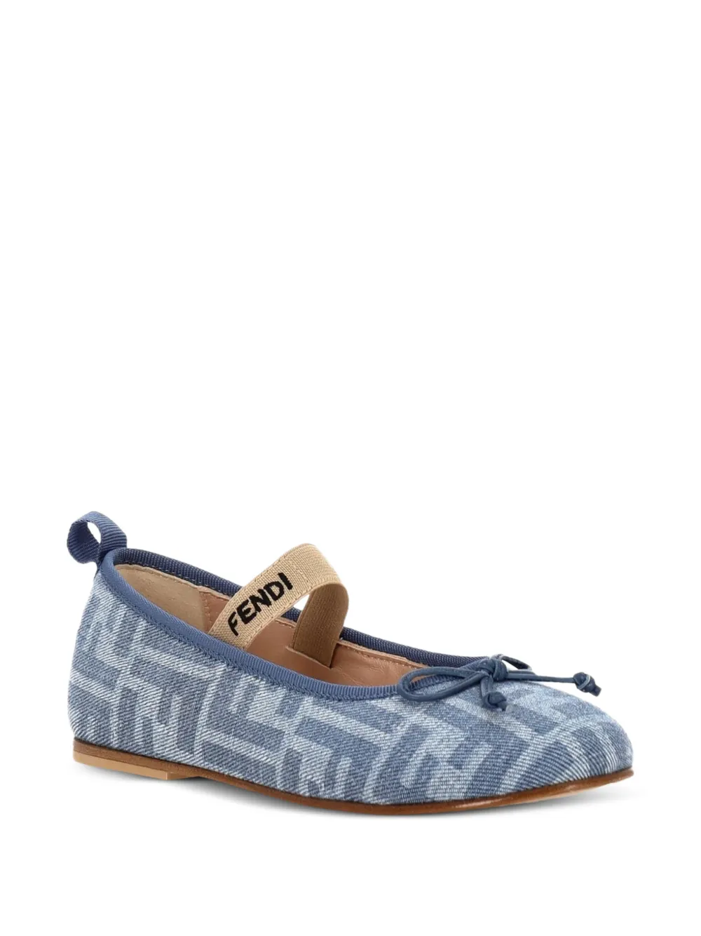 Fendi Kids FF round-toe ballet flats Blauw
