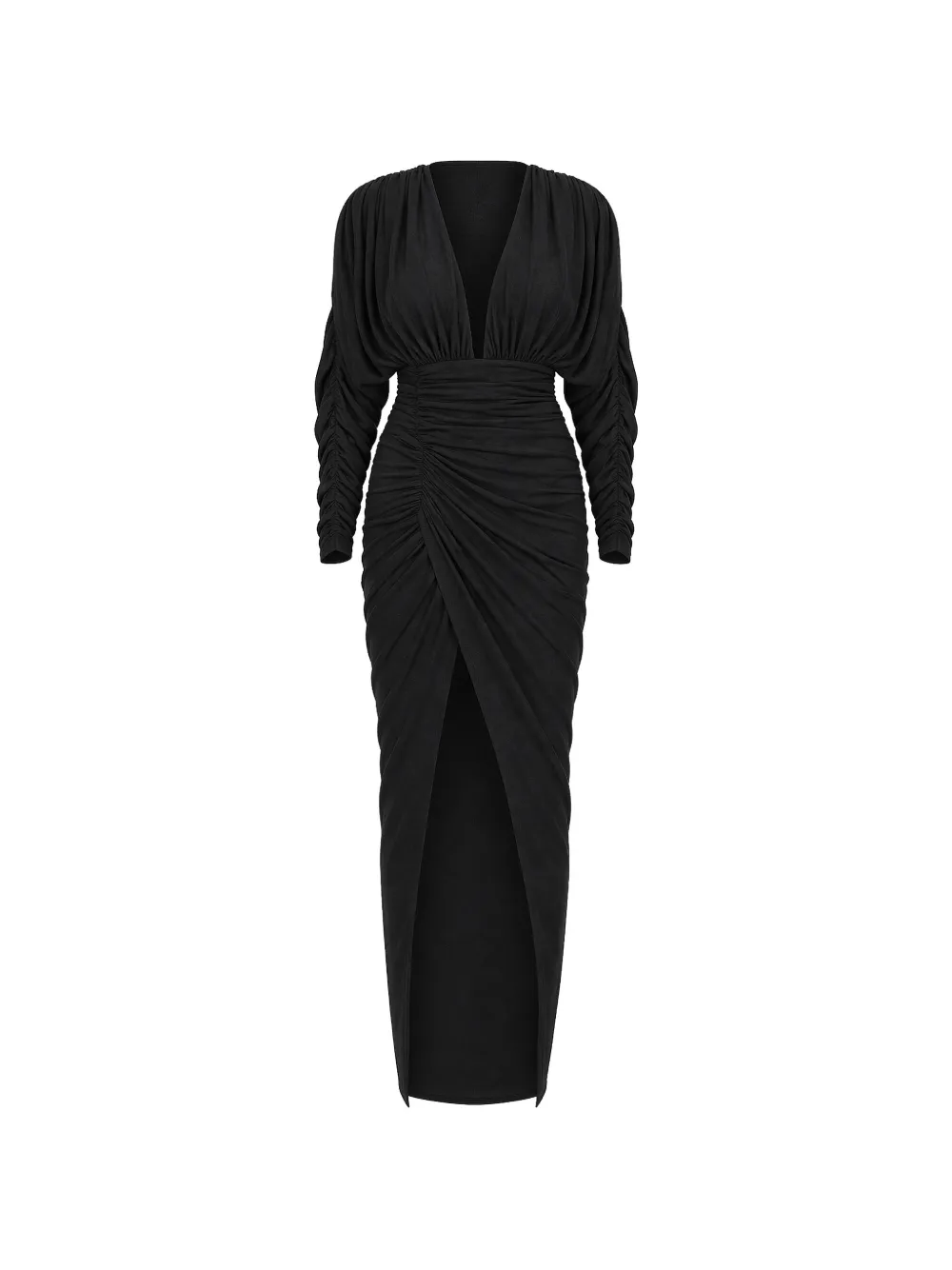 Alexandre Vauthier ruched metallic-finish midi dress - Nero