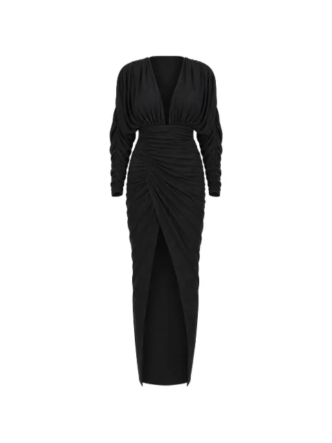 Alexandre Vauthier ruched metallic-finish midi dress