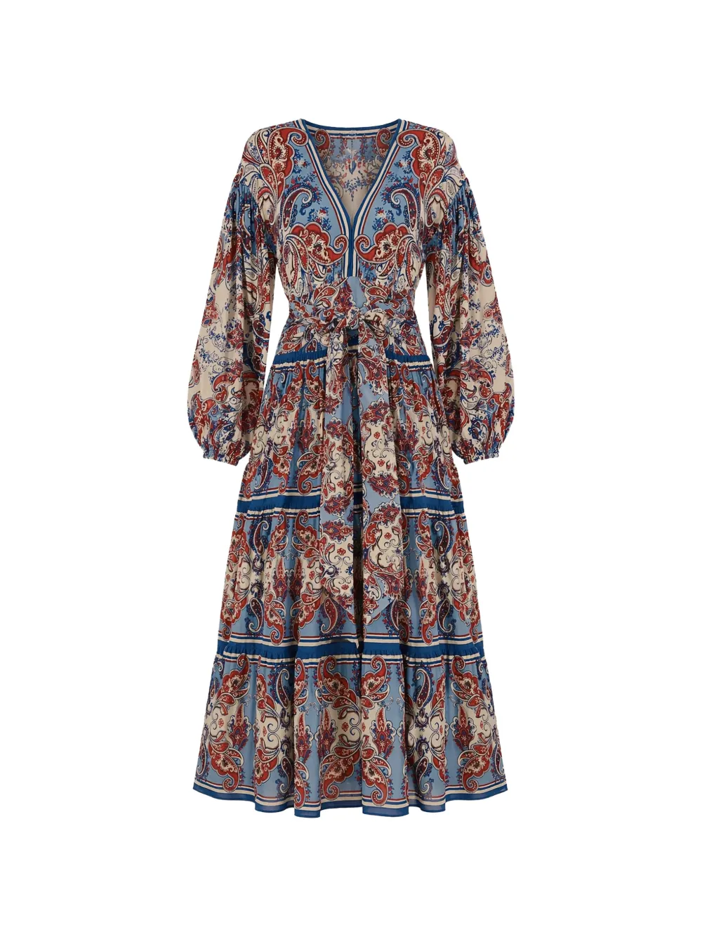 FARM Rio paisley-print tiered maxi dress - Blu