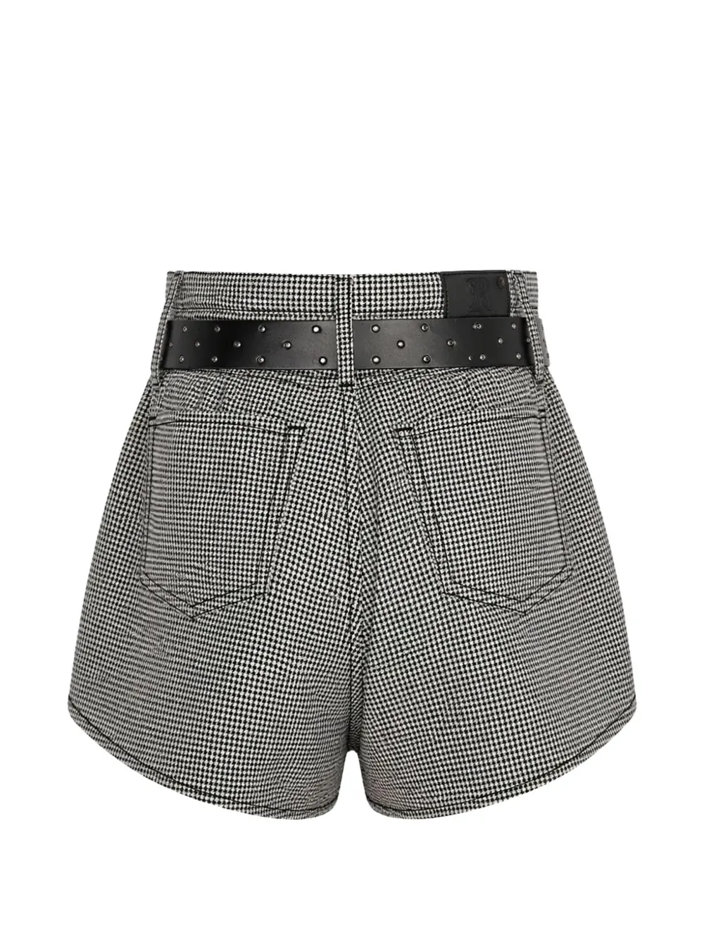 R13 Shorts met pied-de-poule print en ceintuur Zwart
