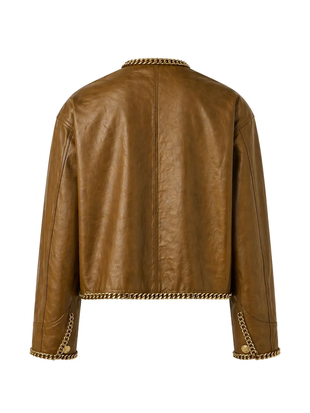 R13 Leren jack met schakelketting Bruin