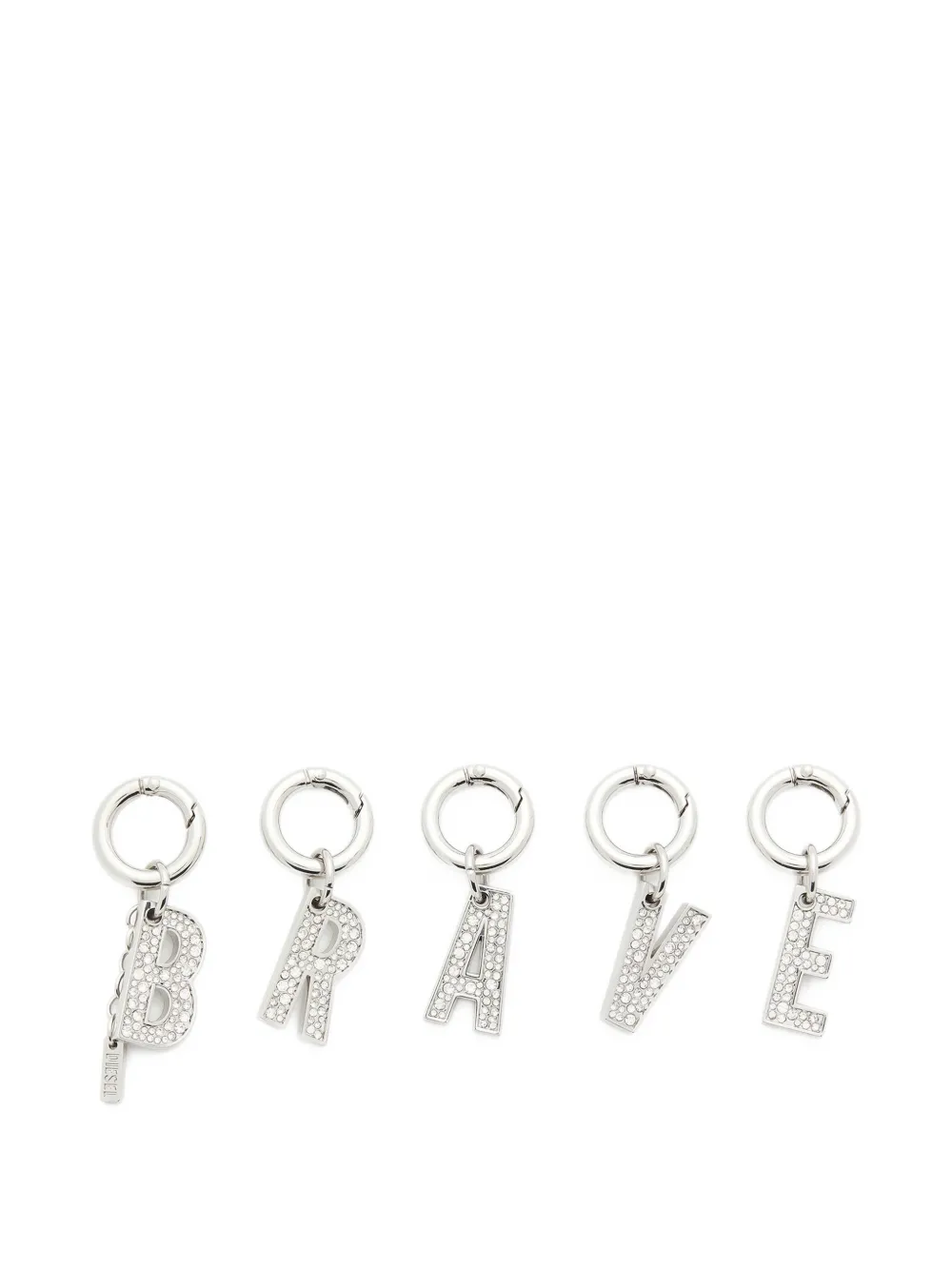 Diesel crystal-embellished charms (set of five) - Silver