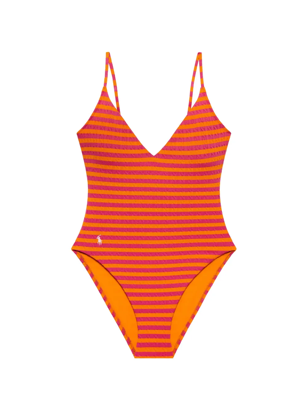 Polo Ralph Lauren cable-knit striped-pattern swimsuit - Rosa