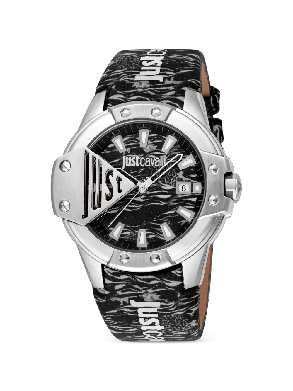 Just Cavalli Scudo animal-print 44mm watch - Nero