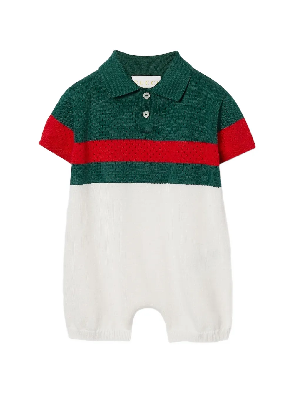 Gucci Kids signature-stripe eyelet-detailing romper - Weiß
