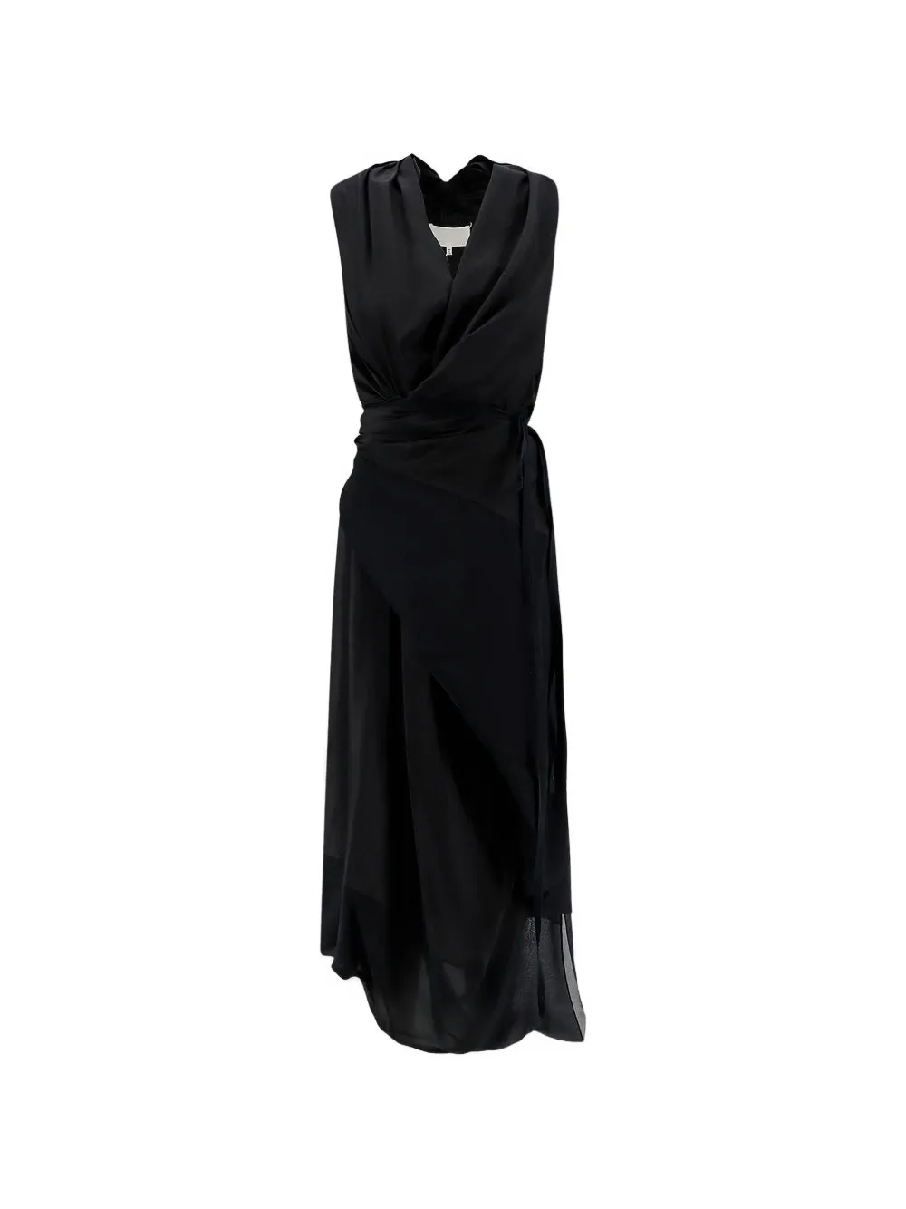 Maison Margiela draped wrap-style midi dress - Black