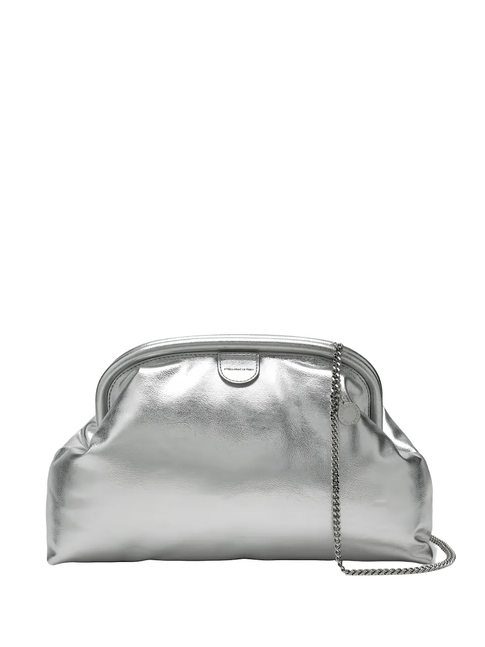 Stella McCartney Falabella metallic-effect chain-strap clutch bag - Argento