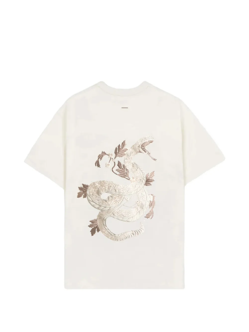 Only the Blind T-shirt met geborduurd logo en slangenpatroon Beige