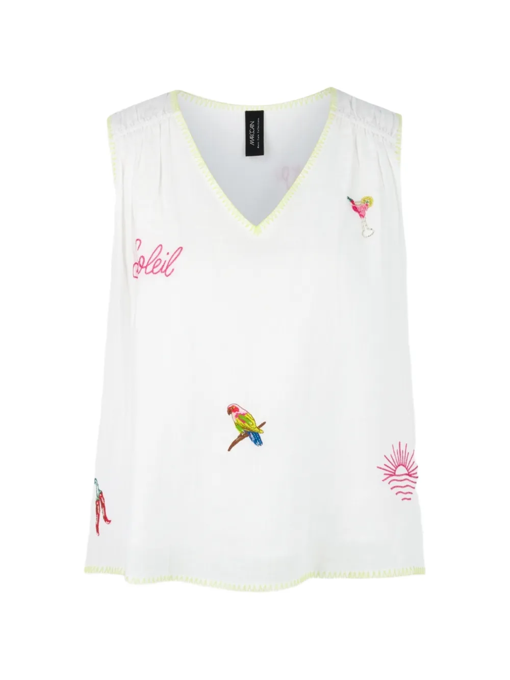 MARCCAIN loose embroidered V-neck blouse - Bianco