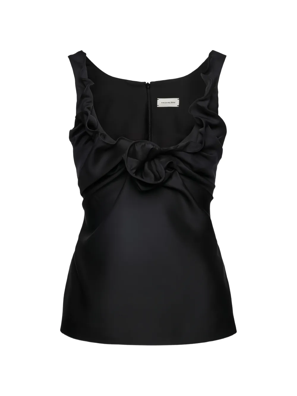 Magda Butrym ruffled floral-appliqué top - Schwarz