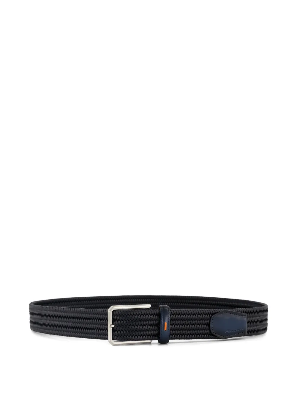 Santoni braided leather belt - Blu
